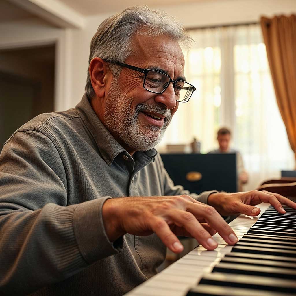 elder gentleman playing on the piano