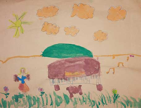 Okan Piano Academy Drawing of child with piano Okan Piano Academy Drawing of child with piano