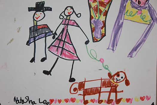 Okan Piano Academy family with dog drawing Okan Piano Academy family with dog drawing